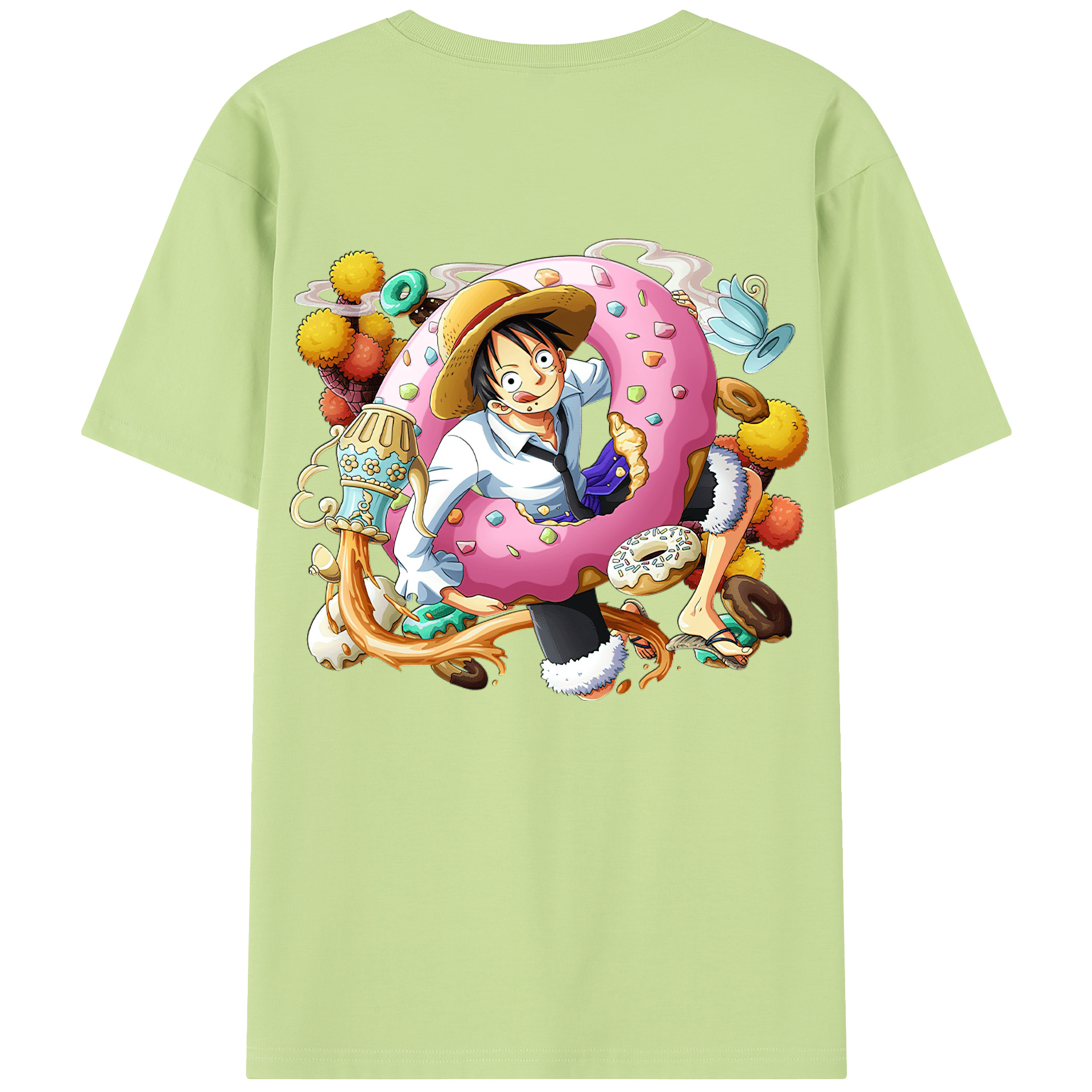 ワンピース モンキー・D・ルフィ ONE PIECE Monkey D. Luffy 綿100％半袖Tシャツ（背面プリント）
